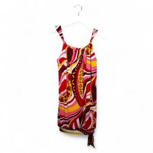 JODI KRISTOPHER Retro Graphic Print Bubble Knit Sun Dress - Size M